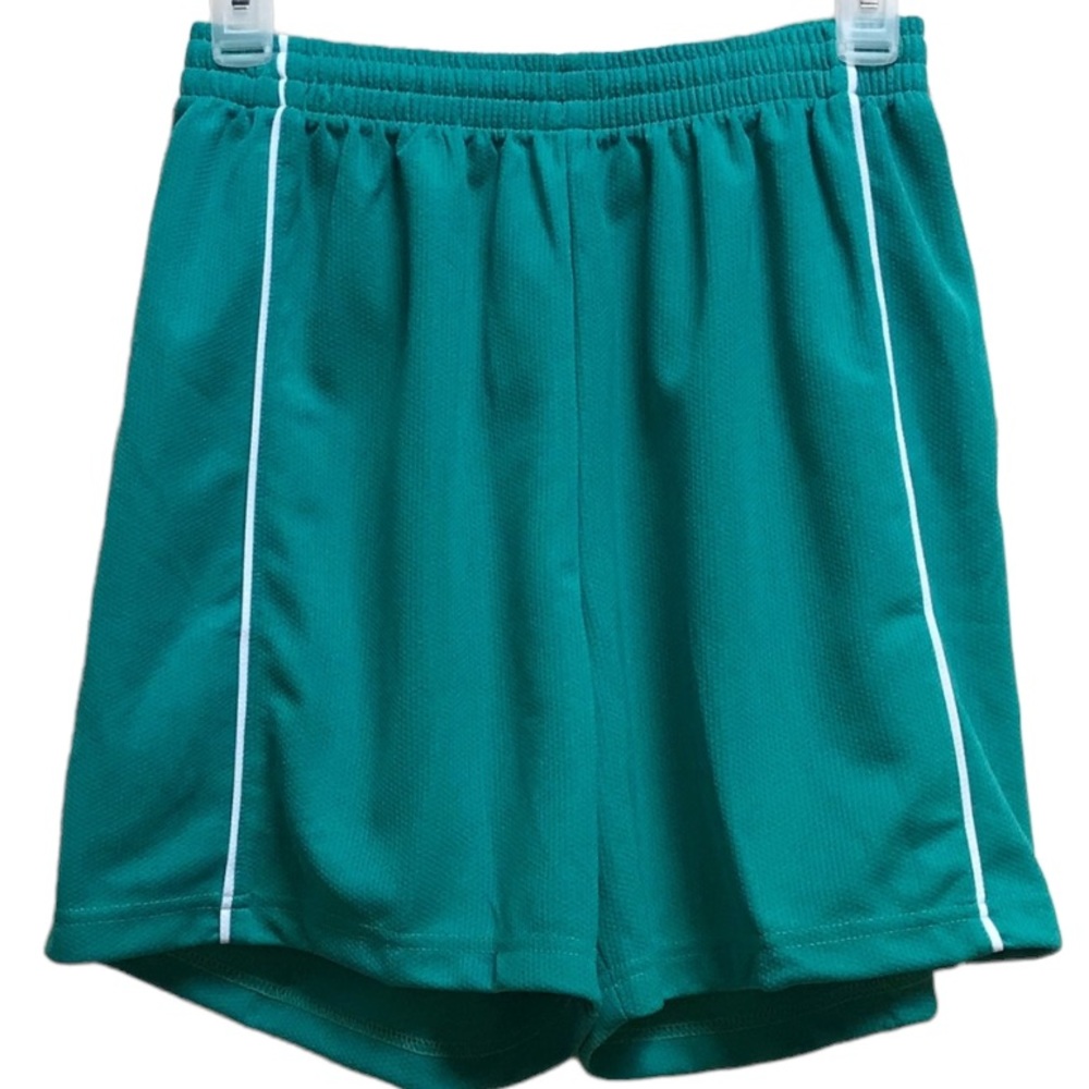 High five green/white striped elastic athletic shorts
